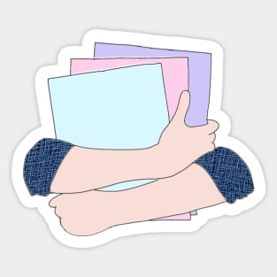 Hands Embracing Books - Hands Holding Books Sticker